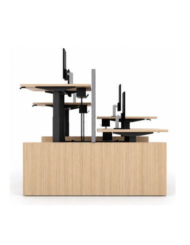Cloison acoustique MODUS grise pour bench professionnel MOTION assis-debout.