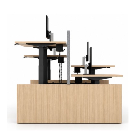 Cloison acoustique MODUS grise pour bench professionnel MOTION assis-debout.