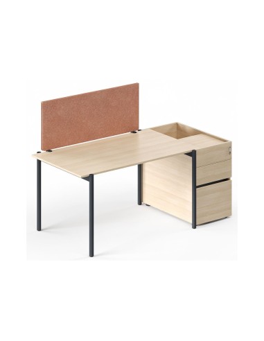 Écran acoustique frontal PET 75 à 155 cm ZEDO PET terracotta pour bureau de travail.