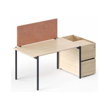 Écran acoustique frontal PET 75 à 155 cm ZEDO PET terracotta pour bureau de travail.