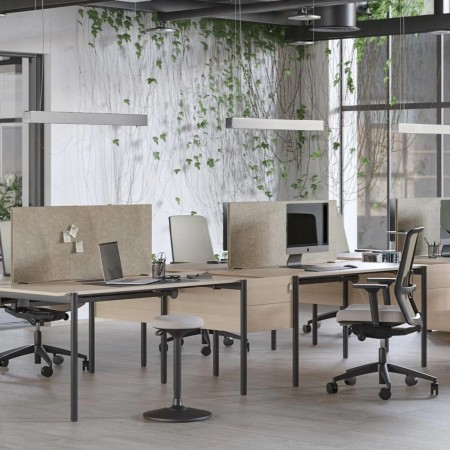 Écran acoustique pour bureau bench en espace de travail collectif design ZEDO PET.