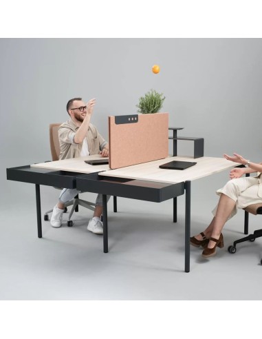Panneau acoustique bench PET terracotta 75 à 155 cm ZEDO PET en open space.
