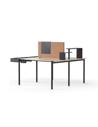 Panneau acoustique central  ZEDO PET pour séparer les postes bench en open space.