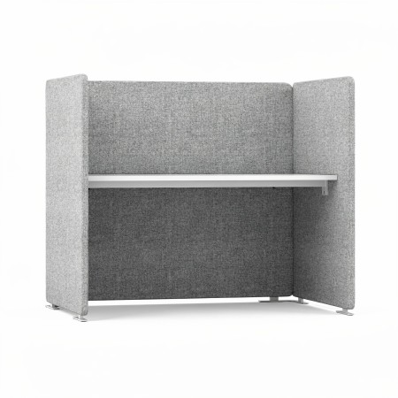 Poste de travail acoustique individuel MY SPACE avec écrans en U et bureau mélaminé.