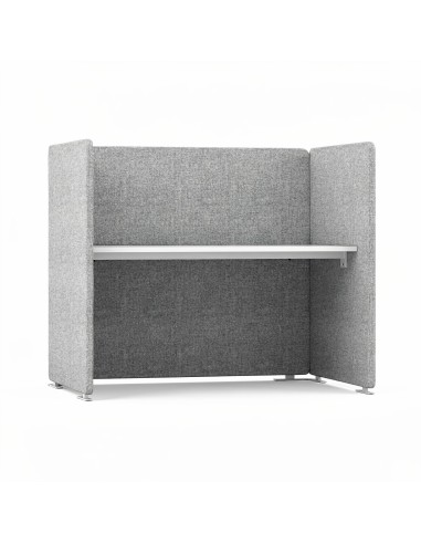 Poste de travail acoustique individuel MY SPACE avec écrans en U et bureau mélaminé.