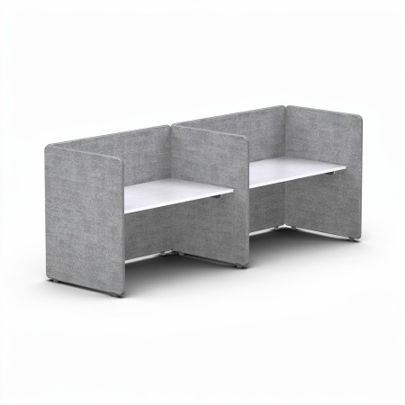 Bureau acoustique 2 postes côte à côte acoustique en gris design MY SPACE.
