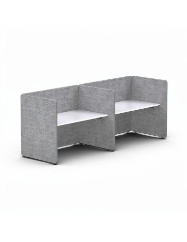 Bureau acoustique 2 postes côte à côte acoustique en gris design MY SPACE.