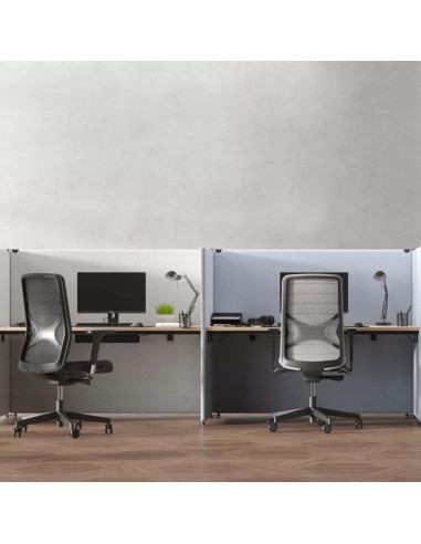 Bureau acoustique MY SPACE 2 postes installé dans un open space professionnel à Genève.
