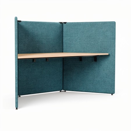 Bureau acoustique individuel en V MY SPACE avec écrans classe C vue de face.
