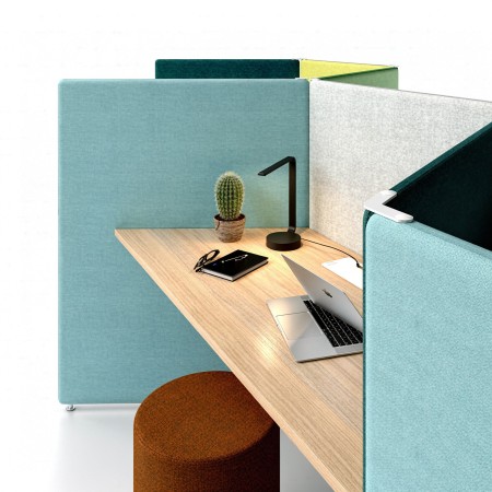 Bureau acoustique 3 postes de travail confortables nid d’abeille MY SPACE.