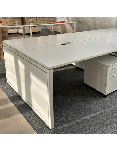 Voile de fond pour bureau bench NOVA O en mélamine blanche pour open space.