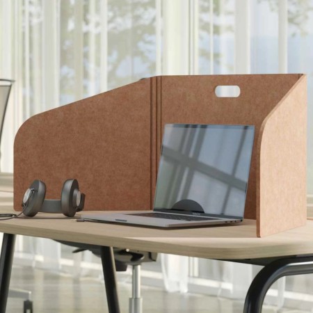 Écran acoustique de bureau pliable en feutre PET avec poignée intégrée. 2