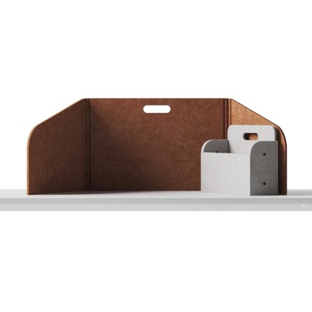 Écran acoustique de bureau mobile en feutre PET Acoustic Artworks pour espace coworking.