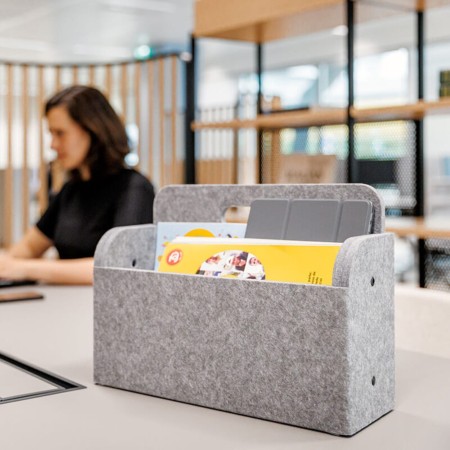 Panier de rangement Acoustic Artwork pour espace collaboratif de travail en Suisse.