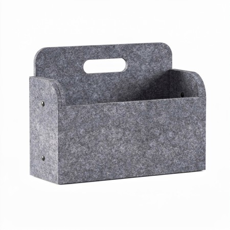 Panier de rangement en feutre PET avec poignée intégrée pour bureau professionnel.