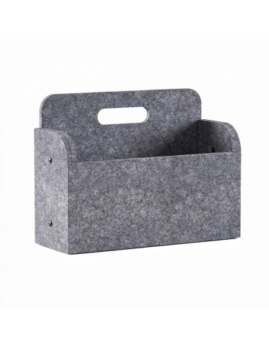 Panier de rangement en feutre PET avec poignée intégrée pour bureau professionnel.
