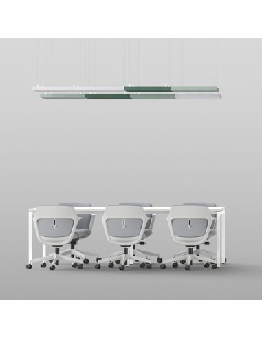 Panneau acoustique plafond horizontal MODUS installé dans une salle de réunion.