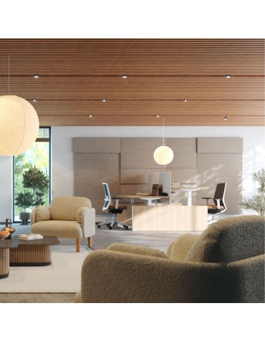 Panneau acoustique mural MODUS classe C pour le confort sonore dans un bureau à Neuchâtel.