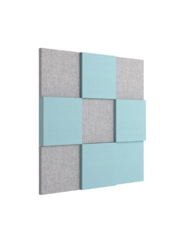 Panneau acoustique mural MODUS composé de plusieurs panneaux acoustiques décoratifs de différentes dimensions.