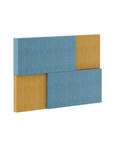 Panneau acoustique mural MODUS Light jaune et bleu pour bureaux et open spaces.