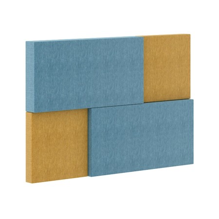 Panneau acoustique mural MODUS Light jaune et bleu pour bureaux et open spaces.