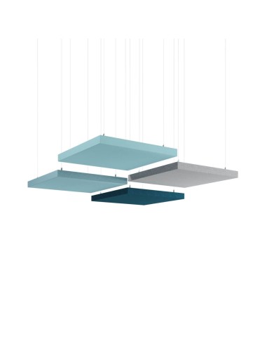 Panneau acoustique de plafond MODUS Light pour bureaux et open spaces en bleu.