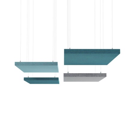 Panneau acoustique plafond bureau & open space en bleu pour espaces de coworking.
