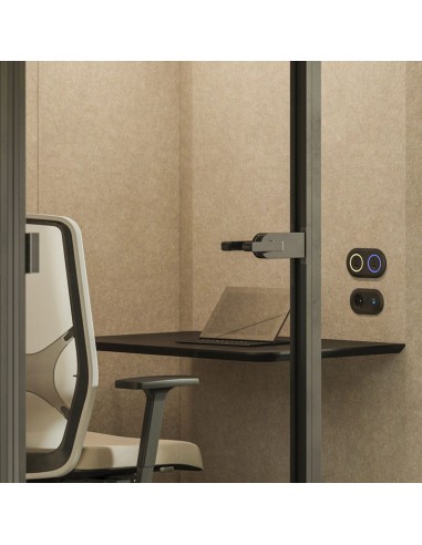 Poste de travail de la cabine acoustique de bureau SONUS S+ pour une personne.