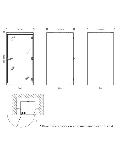 Dimensions de la cabine SONUS PLUS acoustique.