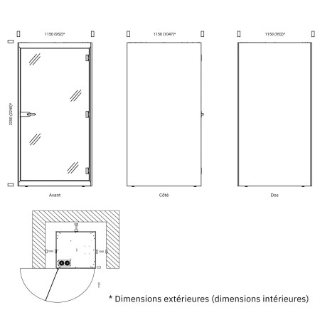 Dimensions de la cabine SONUS PLUS acoustique.