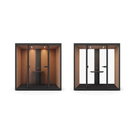 Cabine acoustique de réunion 2 personnes SONUS M avec paroi en PET ou en verre design.