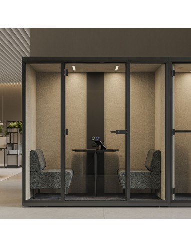 Cabine acoustique de réunion conçue pour les échanges confidentiels avec finitions personnalisables SONUS M à Sion.