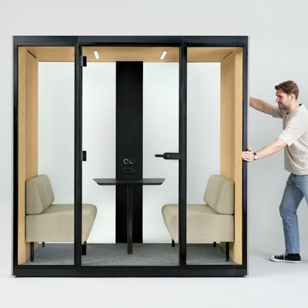 Cabine acoustique SONUS M pour 2 personnes avec finitions personnalisables pour bureaux et espaces collaboratifs.
