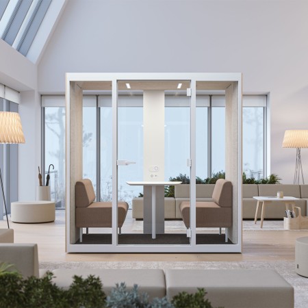 Cabine acoustique SONUS M pour 2 personnes avec isolation phonique classe B à Berne.