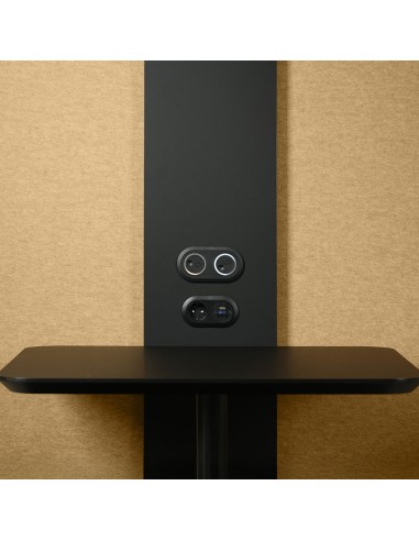 Prises USB et boutons de contrôle de la cabine acoustique 2 personnes SONUS M pour espaces professionnels.