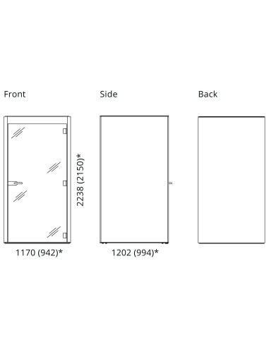 Dimensions de la cabine acoustique SILENT ROOM S.