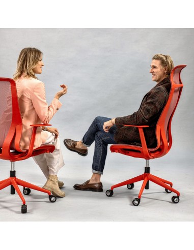 Fauteuil de direction en résille D-CHAIR installé dans un bureau professionnel moderne en Suisse romande.