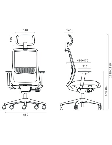 Dimensions de la chaise EIRA.