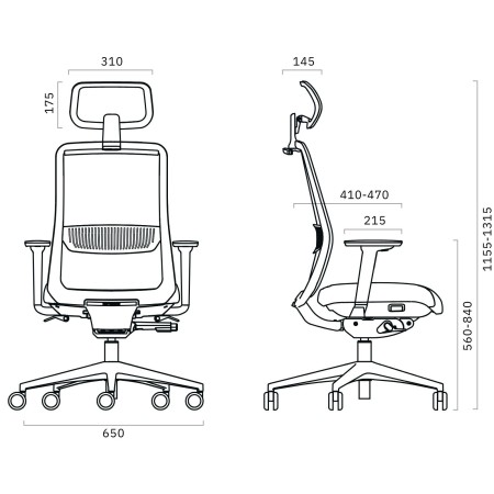 Dimensions de la chaise EIRA.