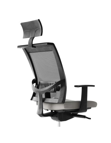 Fauteuil de direction ergonomique avec dossier résille et accoudoirs noirs EVA.II.