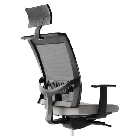 Fauteuil de direction ergonomique avec dossier résille et accoudoirs noirs EVA.II.