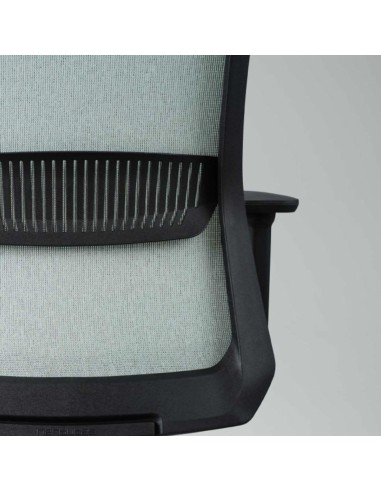 Dossier de la chaise EIRA avec soutien lombaire pour confort au travail.