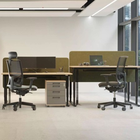 Chaise de bureau ergonomique DIVA avec soutien lombaire en open space partagé à Nyon.