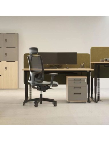 Fauteuil de direction DIVA avec têtière installé dans un bureau professionnel moderne à Genève.