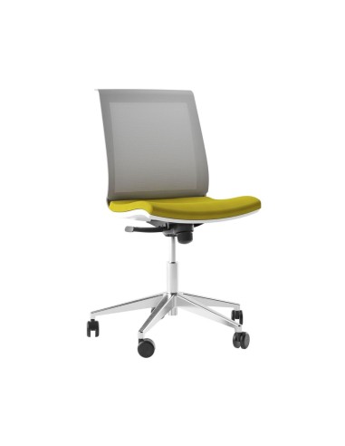 Siège de travail personnalisable et ergonomique avec dossier en résille EVA.