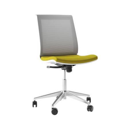 Siège de travail personnalisable et ergonomique avec dossier en résille EVA.