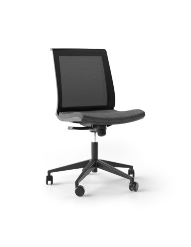 Siège de travail résille noir avec roulettes design EVA pour bureaux et espaces de travail.