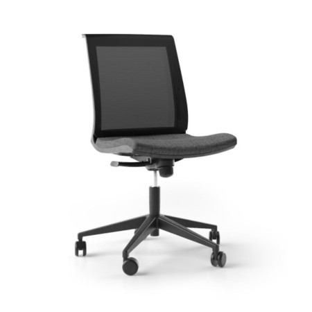Siège de travail résille noir avec roulettes design EVA pour bureaux et espaces de travail.