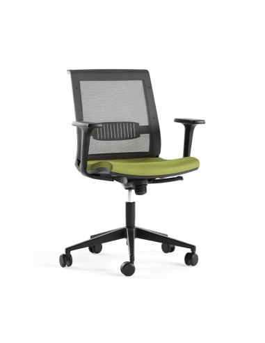 Siège de bureau avec maintien lombaire et assise verte respirante design EVA.