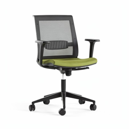 Siège de bureau avec maintien lombaire et assise verte respirante design EVA.